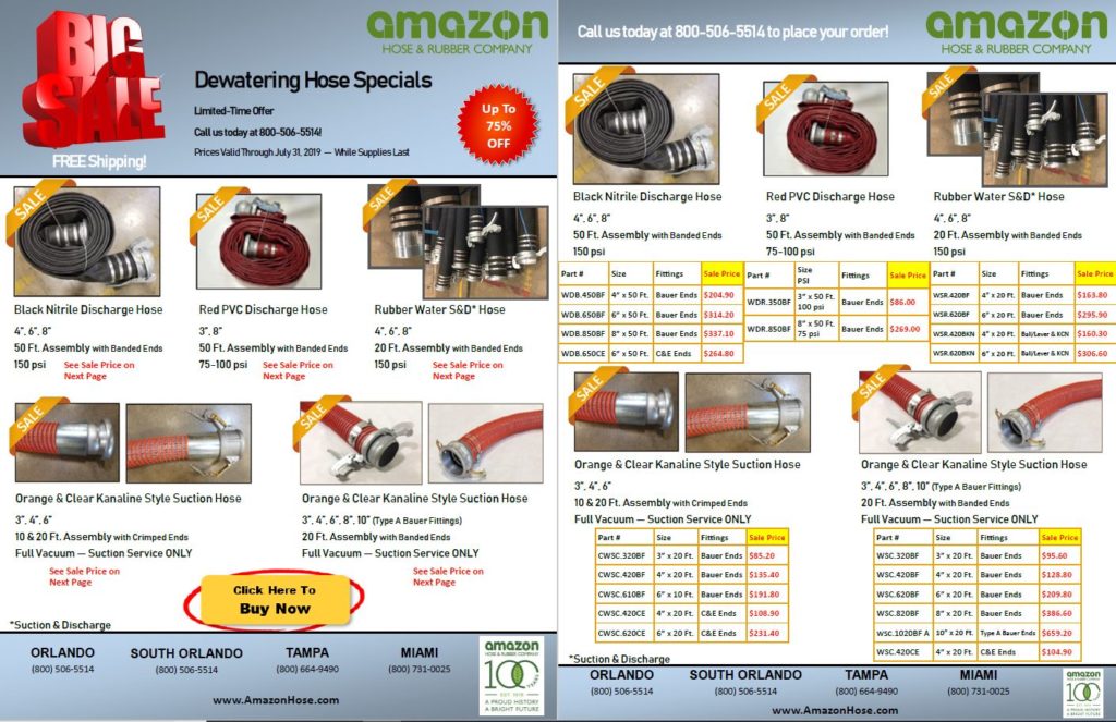 Hurricane Water Suction & Discharge Hose Sale